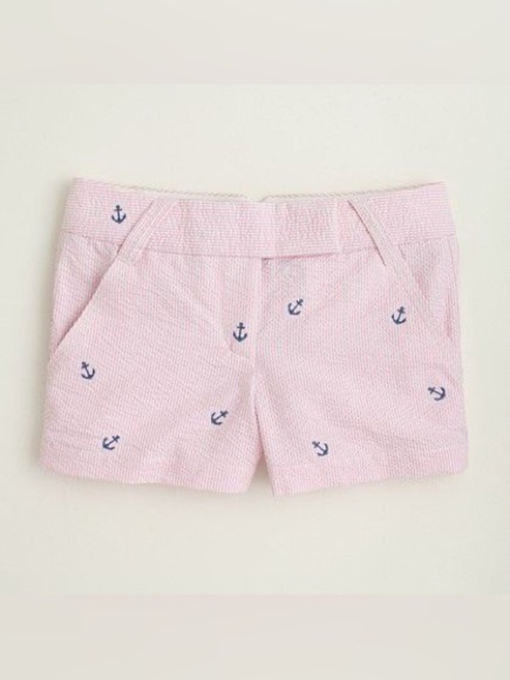 J.Crew Seersucker Anchor Shorts Pink Size 4 NWT Nautical Preppy